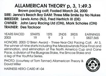 2004 Harness Heroes #1-04 Allamerican Theory Back